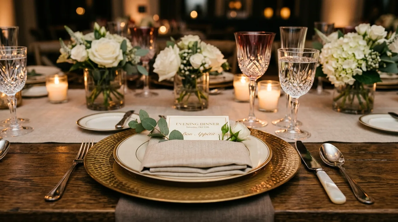 Use crystal or glassware to reflect the candlelight beautifully inspiration for a holiday dining table.